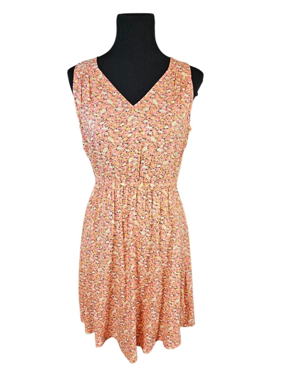 Old Navy Coral Floral Sleeveless Fit & Flare Dress Cottagecore Women's M